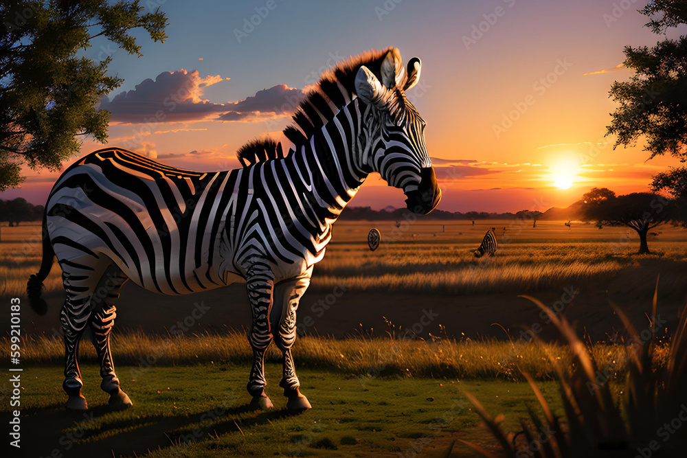 Obraz premium Illustration of zebra in African safari,