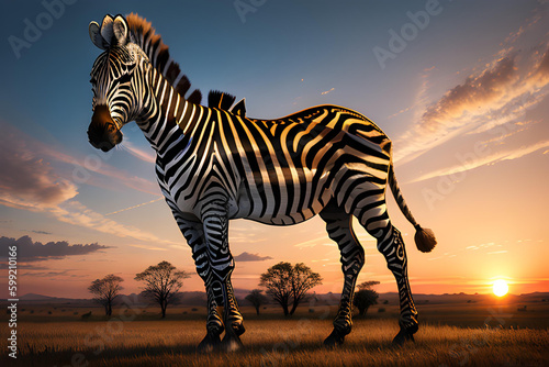 Illustration of zebra in African safari 