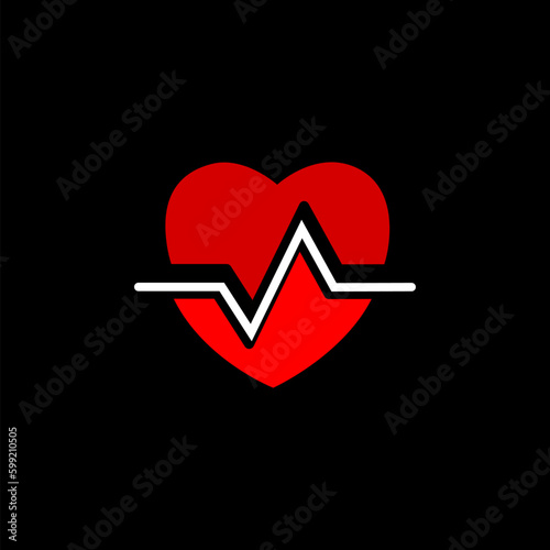 Heart graphic beat icon cartoon . Rate heart isolated on black background