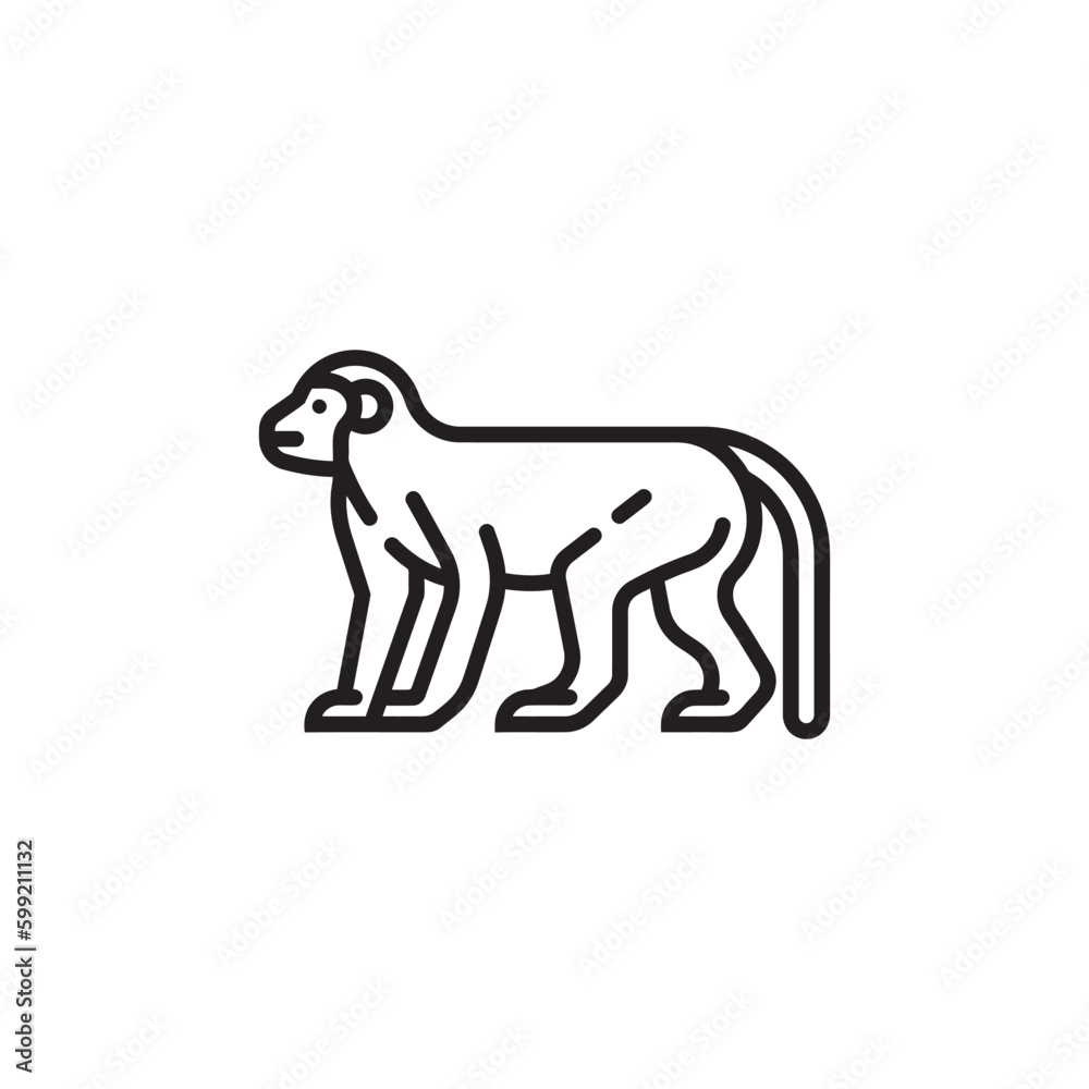 simple black monkey outline style icon design