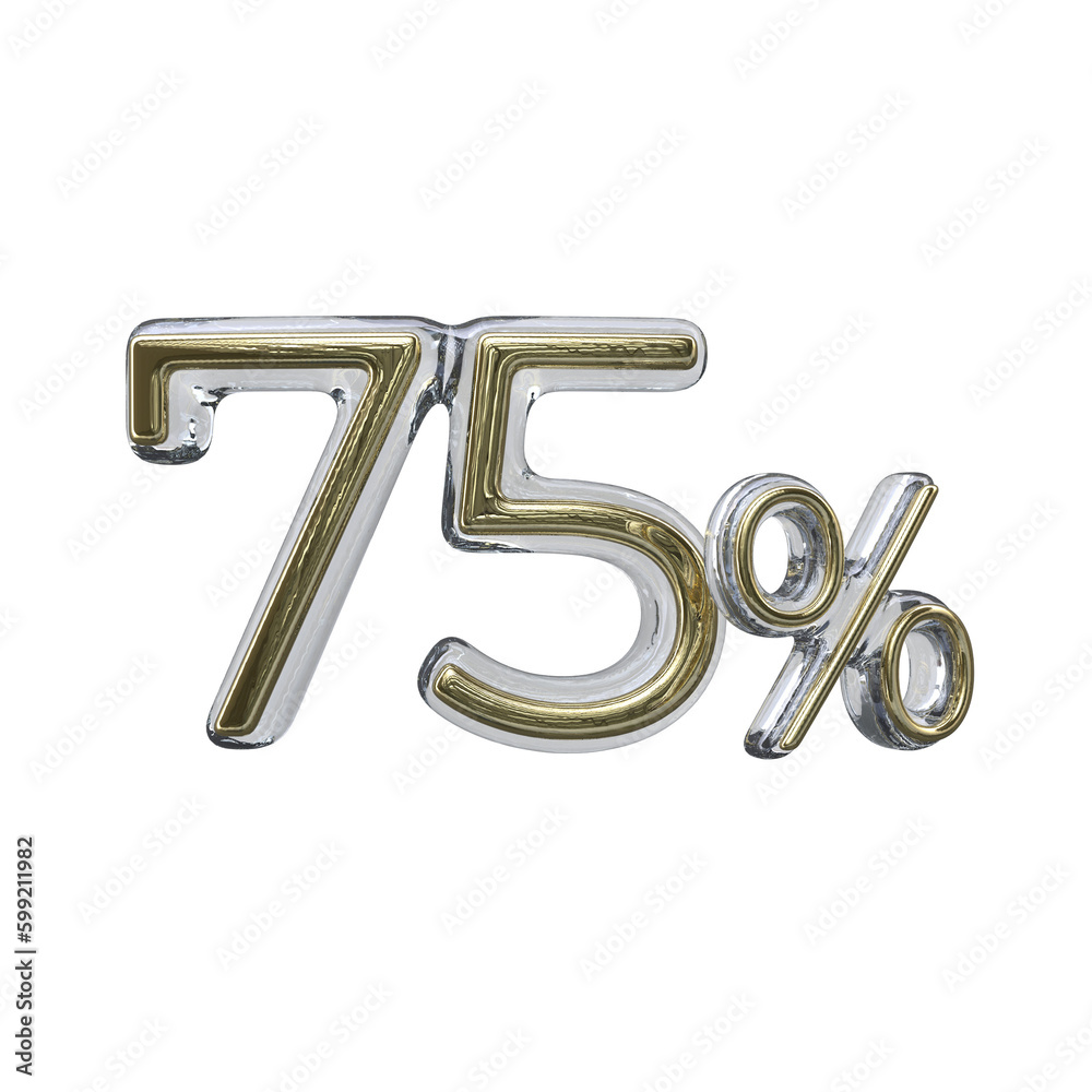 75 percent 3D number transparent background 75 percent 3D number transparent background