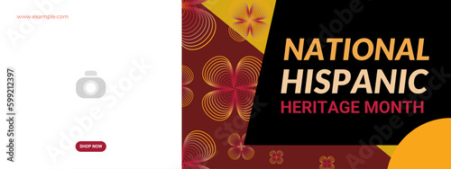 National Hispanic heritage month. Abstract floral ornament banner design
