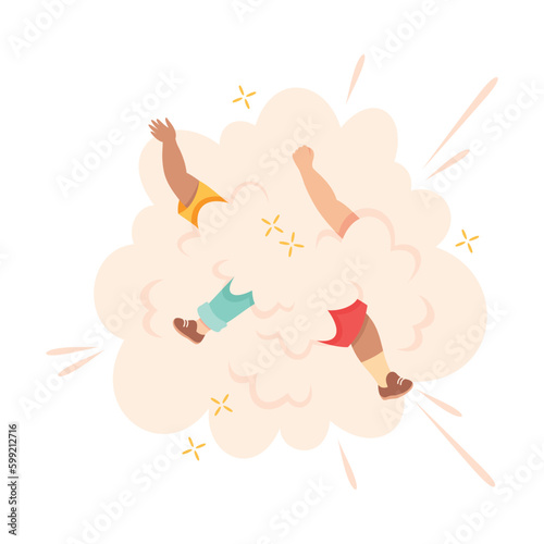 Hoodlum boy mocking up classmate and taking photo on smartphone. Unhappy boy crying because boy bullying him cartoon vector illustration