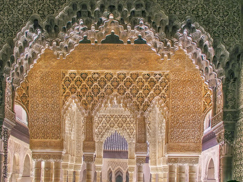 Arch with arabesque in Alhambra, Granada, Spain