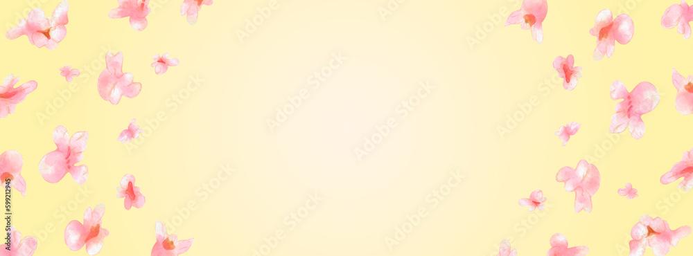 Banner with pink popcorn, template for web, flyer, print.