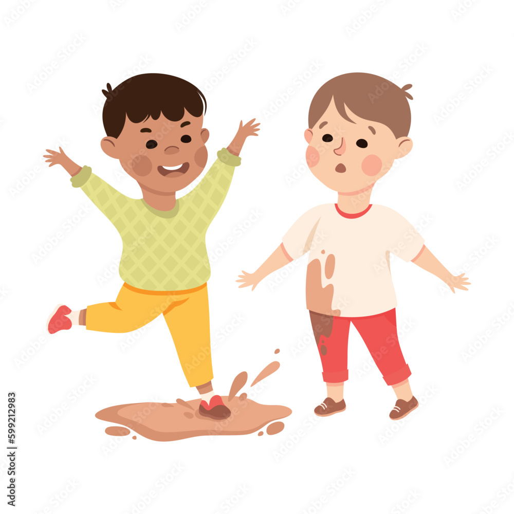 Cute boy getting bullied by classmate. Unhappy boy crying because boy bullying him cartoon vector illustration Cute boy getting bullied by classmate. Unhappy boy crying because boy bullying him cartoon vector illustration