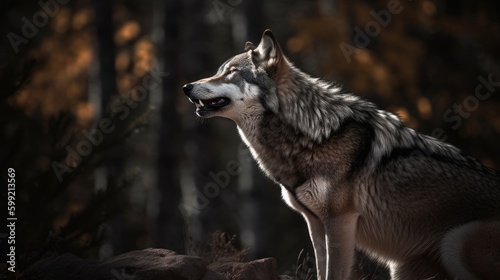 Captivating Gray Wolf in Nature, AI Generated Generative AI © ArquitecAi
