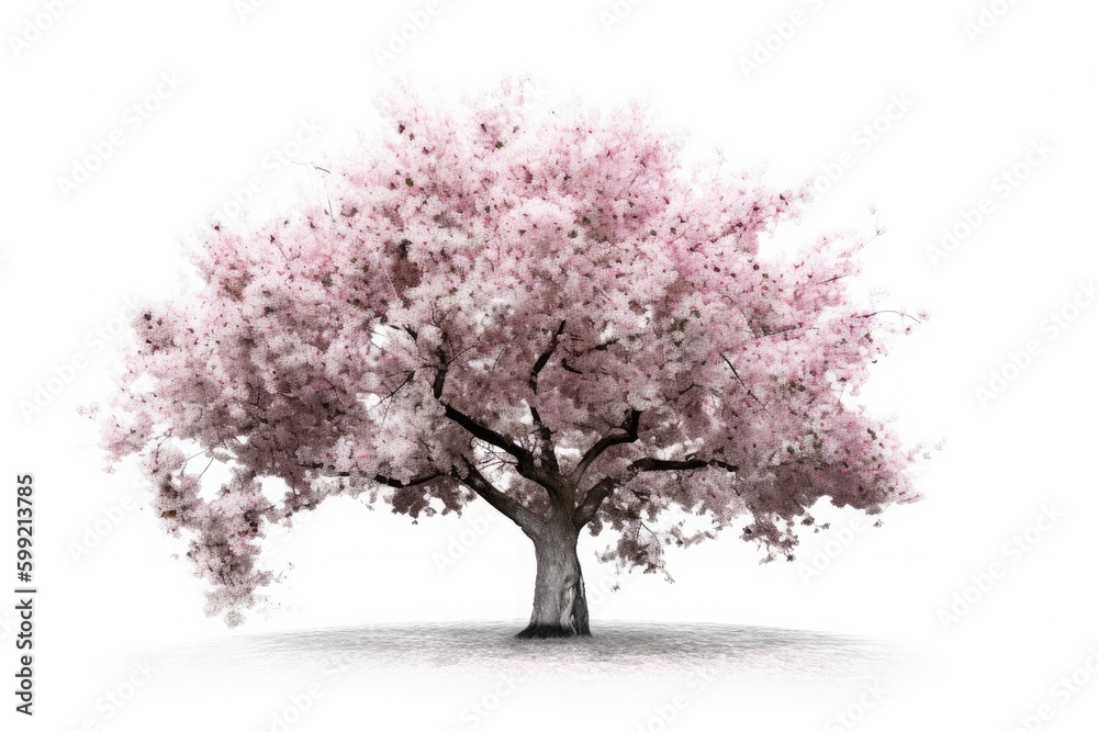 Pink sakura isolated on white background. Generative ai. Pink sakura isolated on white background. Generative ai.