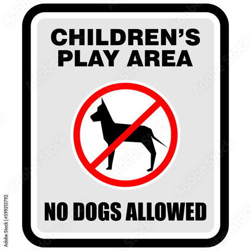 Children's Play Area, no dogs allowed, sign vector