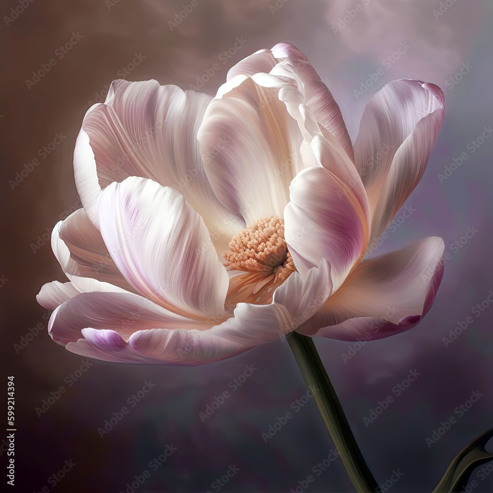 Digital painting slight pink streaks tulip Digital painting slight pink streaks tulip