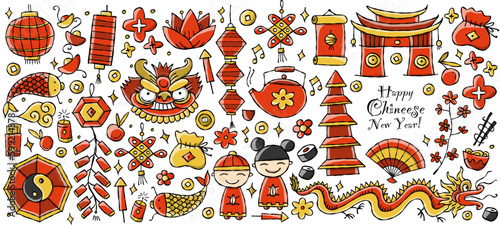 Chinese New Year Holiday. Horizontal frame. Holiday poster for banner, backgr...