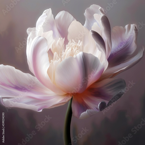 Digital painting slight pink streaks tulip