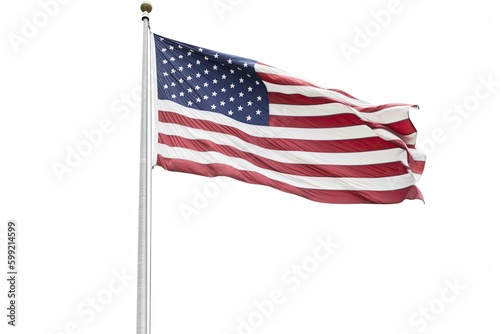 Patriotic American flag on a white background for Independence Day. Generative ai.