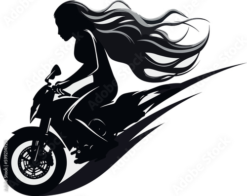 silhouette of a girl on a motorcycle vector