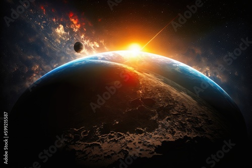 View of the planet Earth during a sunrise