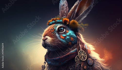 Fun hippie rabbit with glasses © Ramon Grosso