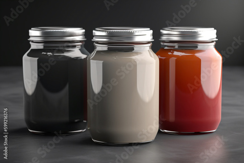 mockup glass bottles with sauces, generativ ai