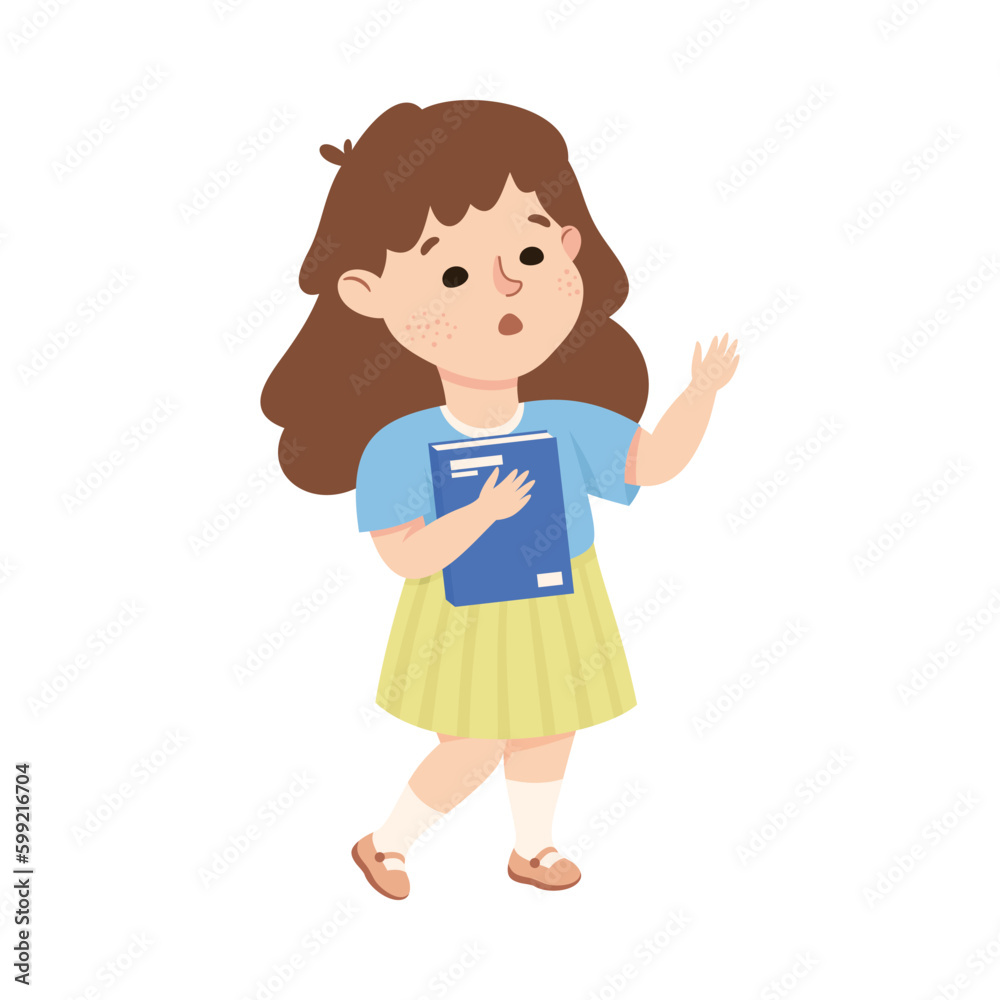 Cute little holding book cartoon vector illustration Cute little holding book cartoon vector illustration
