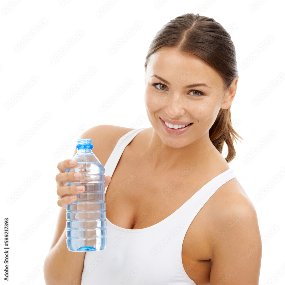 Working towards the body of her dreams...Studio shot of a sporty young woman isolated on white. Working towards the body of her dreams...Studio shot of a sporty young woman isolated on white.