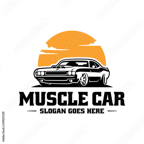 muscle car illustration logo vector