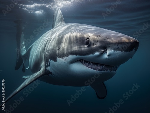 Stunning Gray Shark Encounter, AI Generated Generative AI