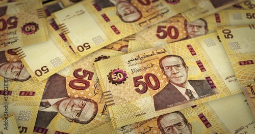 Tunisia Dinar note money printing concept 3d illustration photo