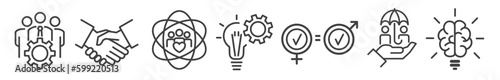 Company Core Values, integrity, Integrity and social responsibility - vector thin line icon collection on white background