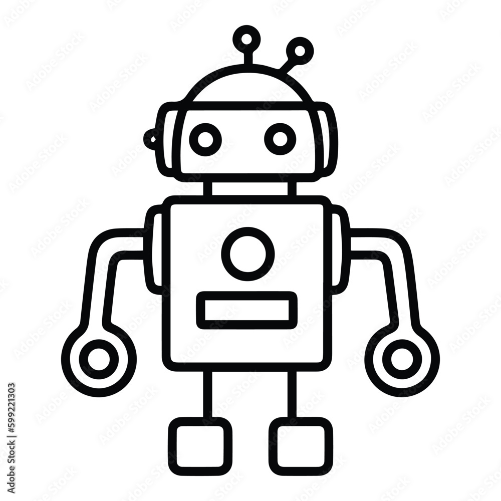 Fototapeta premium Robot Flat Icon Isolated On White Background