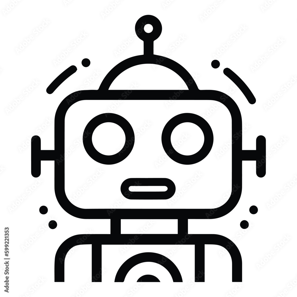 Robot Flat Icon Isolated On White Background