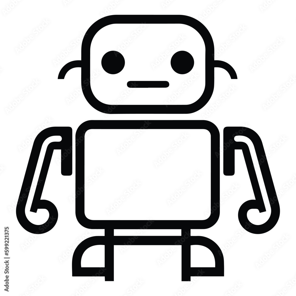 Robot Flat Icon Isolated On White Background