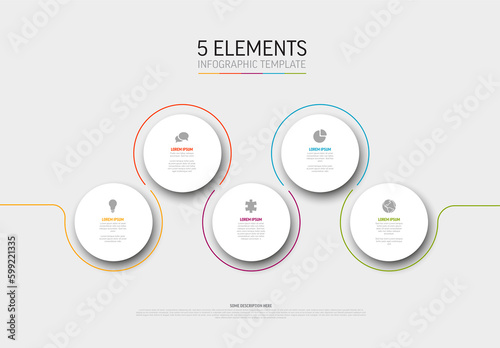 Obraz na płótnie Light infographic template with five circle items elements w salonie