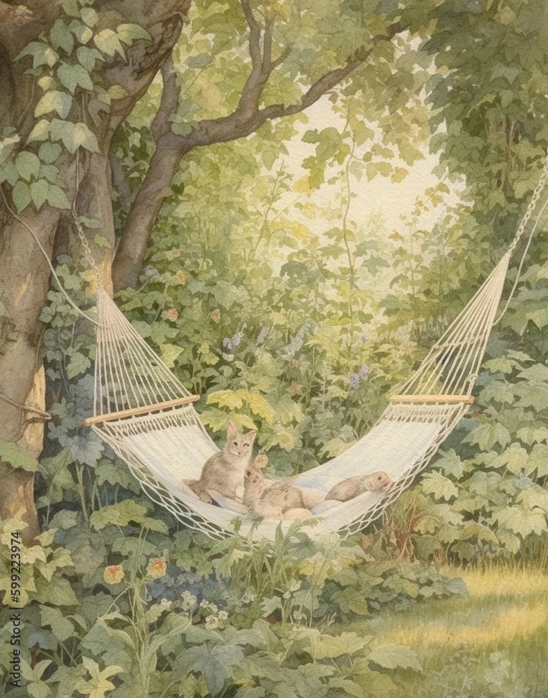 watercolor summer vintage drawing of a summer house in the village in ...