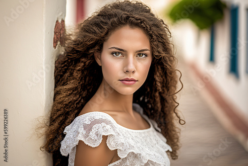 Andalusian Charm: Exploring the Vibrant Culture and Streets of Southern Spain with a Young Woman, ai generative