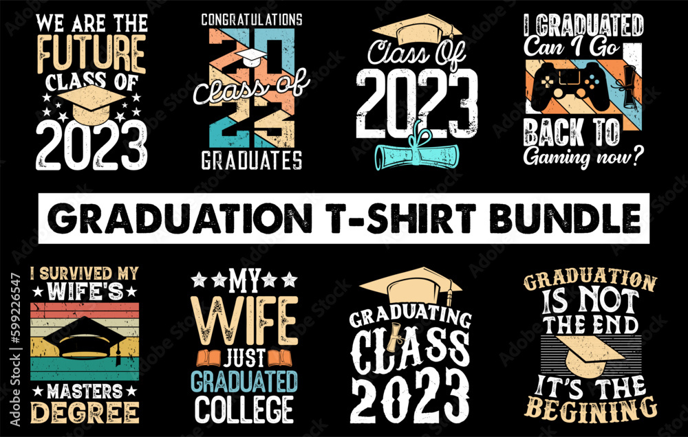 Graduation t shirt design Bundle, Congratulations Graduates Class of 2023, vintage t shirt set