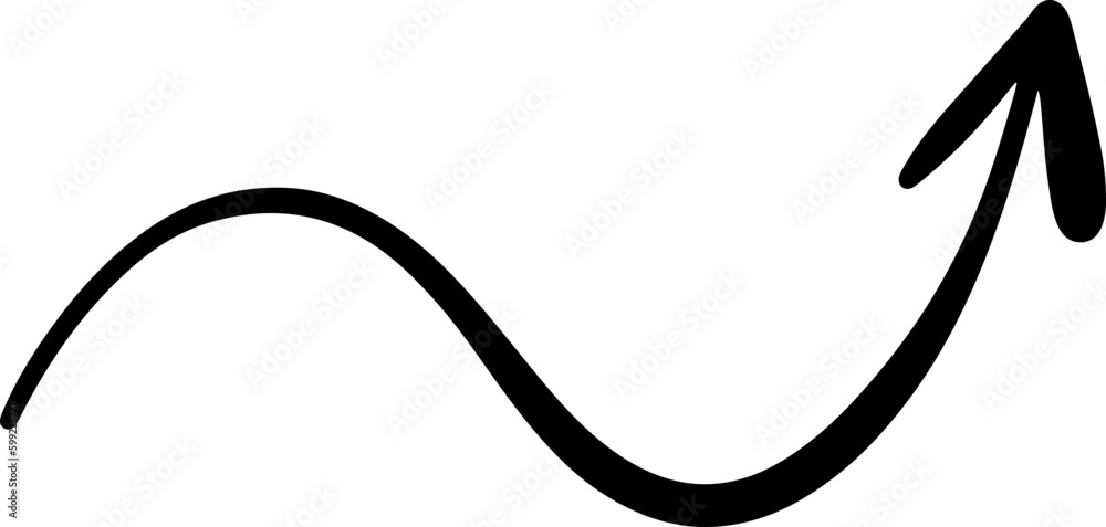 Arrow curved line art illustration