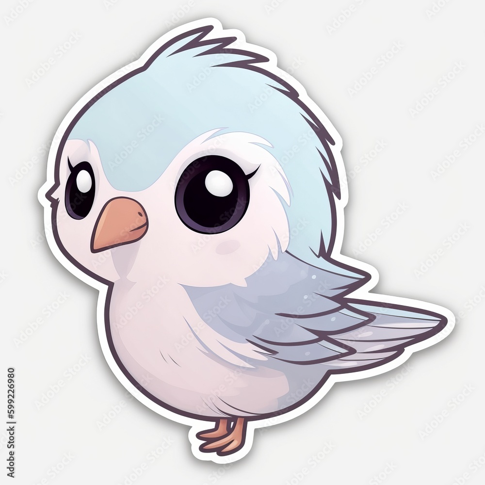 A lovable and endearing chibi Birds sticker with a white background, radiating warmth and affection in their cute chibi form, Generative AI A lovable and endearing chibi Birds sticker with a white background, radiating warmth and affection in their cute chibi form, Generative AI