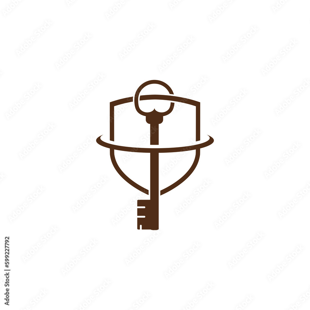 Security shield key logo icon isolated on transparent background