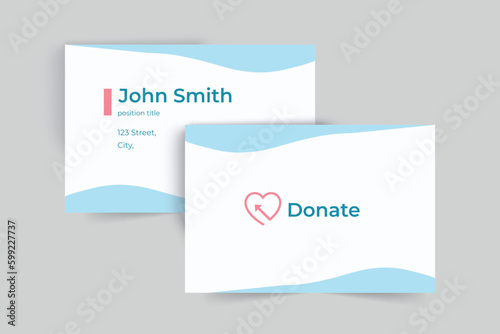 Charity business card template. A clean, modern, and high-quality design business card vector design. Editable and customize template business card
