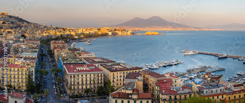 The panorama of Naples in the evening light.