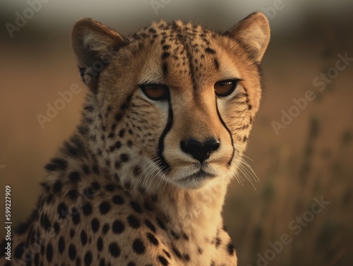 Stunning Cheetah in Motion  Wildlife Beauty - AI Generated