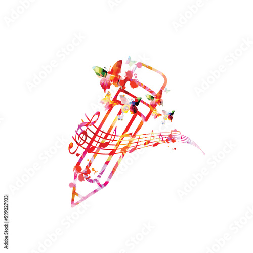 Writing the music, songwriting, creating a melody concept. Vector illustration of pencil with musical notes staff. Inspirational design for composing a song, art school, conservatory poster background