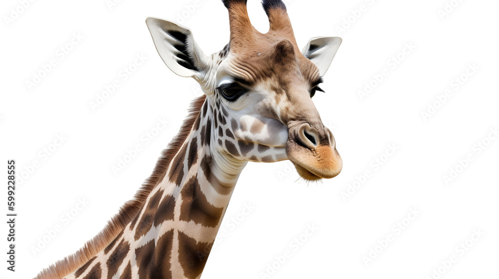 Fototapeta premium Giraffe isolated close-look transparent background png