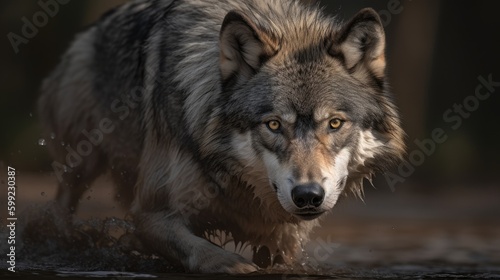 Captivating Gray Wolf in Nature  AI Generated