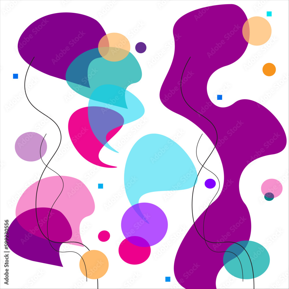 abstract background with colorful purple and blue shapes on empty white space 