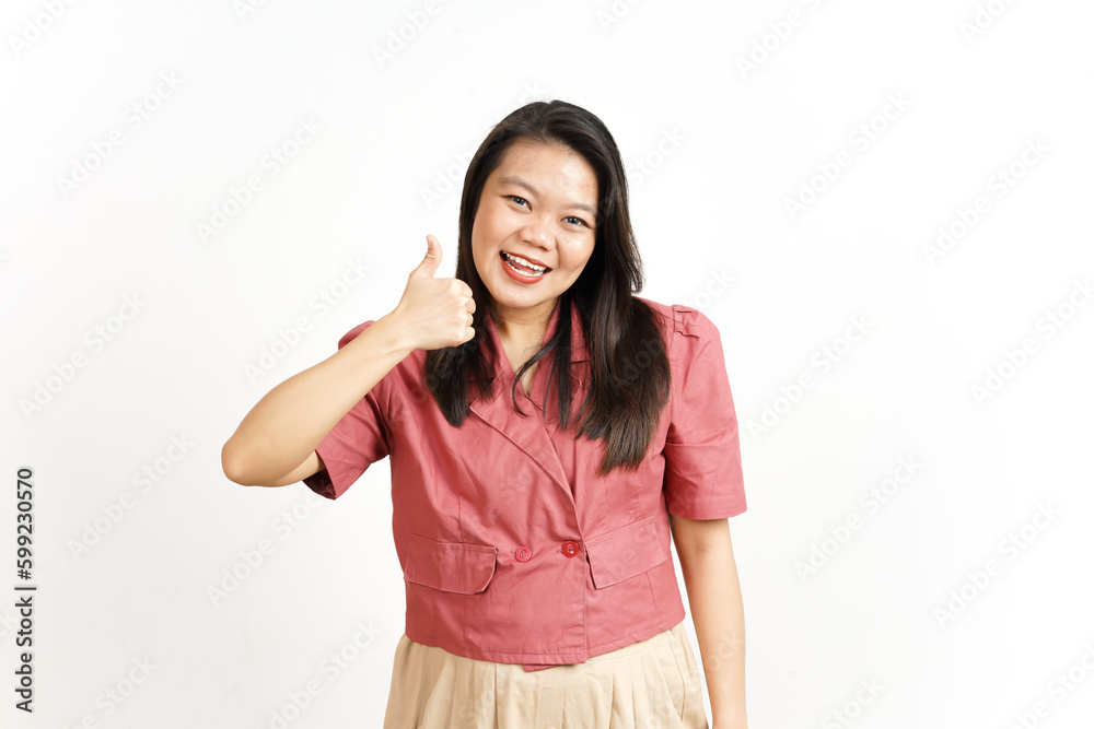 Showing Thumbs Up Of Beautiful Asian Woman Isolated On White Background Showing Thumbs Up Of Beautiful Asian Woman Isolated On White Background