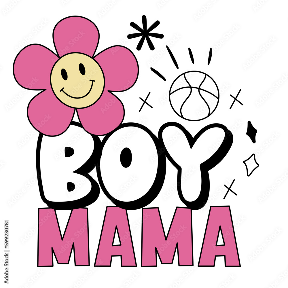 Obraz premium Retro Mothers Day hand written lettering Mental health quote. Modern typographic slogan. Vector illustration