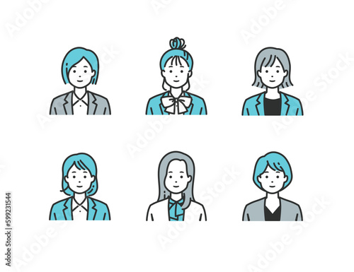 スーツの女性 - プロフェッショナルなビジネスウーマン向けベクターイラスト素材