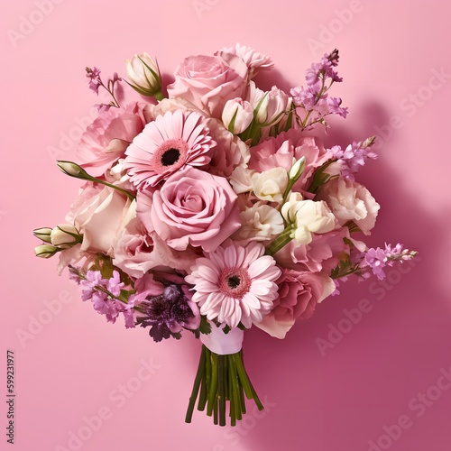 Bouquet of Pink Flower, Image Ai Generated