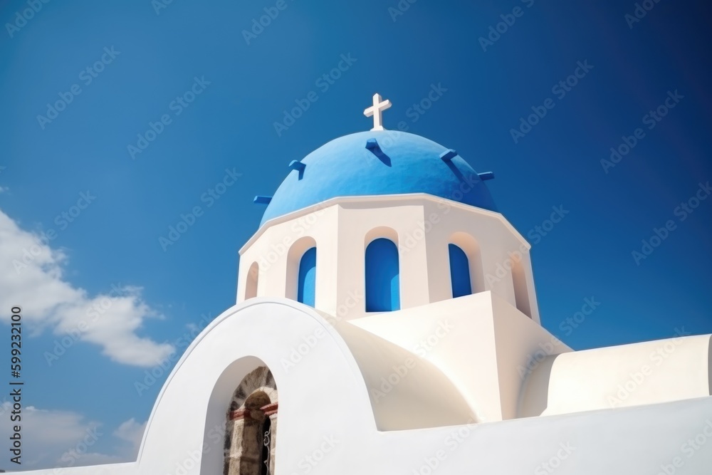 church in island Santorini , ai generative
