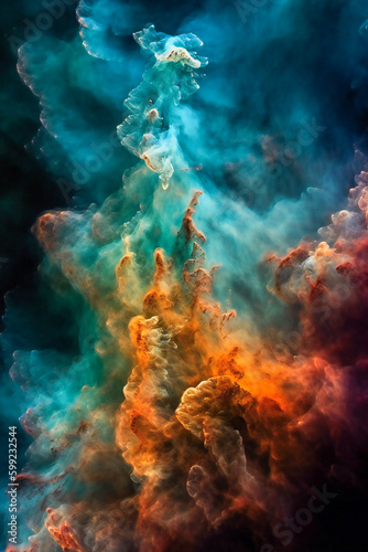 Colorful nebula galaxy, universe, gas and luminous dust clouds. Created with Generative AI technology. © Adrian Grosu